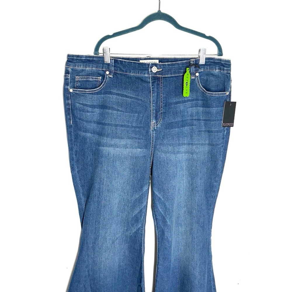 Eloquii Classic Blue Classic Fit Bell Bottom Flare Leg Jeans Plus Size 20 NEW - Picture 5 of 16